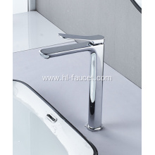 Brass chrome plated single hole high basin faucet